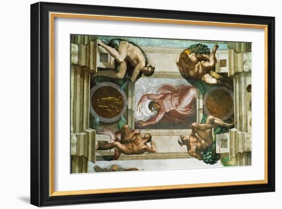 The Sistine Chapel; Ceiling Frescos after Restoration-Michelangelo Buonarroti-Framed Giclee Print