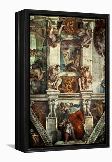 The Sistine Chapel: Creation of Eve, the Prophet Ezekiel-Michelangelo Buonarroti-Framed Premier Image Canvas