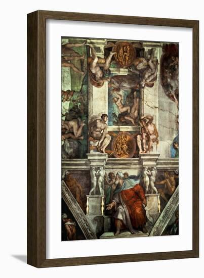 The Sistine Chapel: Creation of Eve, the Prophet Ezekiel-Michelangelo Buonarroti-Framed Giclee Print