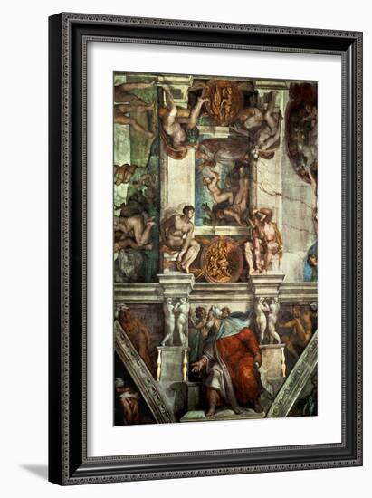 The Sistine Chapel: Creation of Eve, the Prophet Ezekiel-Michelangelo Buonarroti-Framed Giclee Print