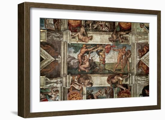 The Sistine Chapel: The Fall-Michelangelo Buonarroti-Framed Giclee Print