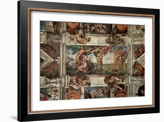 The Sistine Chapel: The Fall-Michelangelo Buonarroti-Framed Giclee Print
