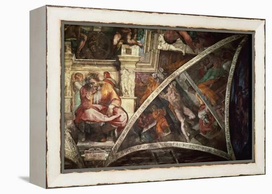 The Sistine Chapel: The Prophet Jeremiah; The Punishment of Aman, Book Esther-Michelangelo Buonarroti-Framed Premier Image Canvas