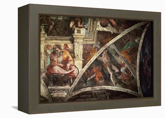 The Sistine Chapel: The Prophet Jeremiah; The Punishment of Aman, Book Esther-Michelangelo Buonarroti-Framed Premier Image Canvas