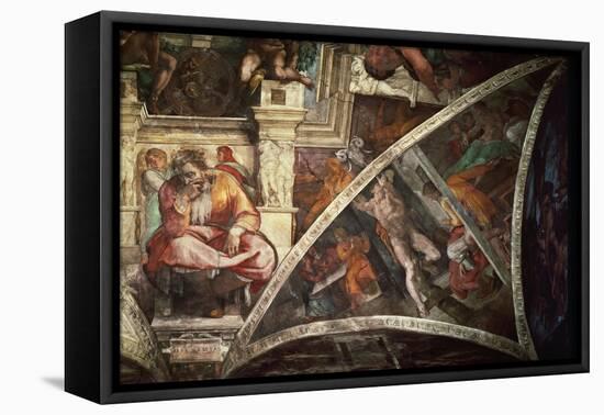 The Sistine Chapel: The Prophet Jeremiah; The Punishment of Aman, Book Esther-Michelangelo Buonarroti-Framed Premier Image Canvas