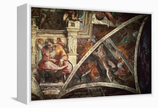 The Sistine Chapel: The Prophet Jeremiah; The Punishment of Aman, Book Esther-Michelangelo Buonarroti-Framed Premier Image Canvas