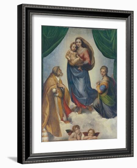 The Sistine Madonna, about 1513-Raphael-Framed Giclee Print