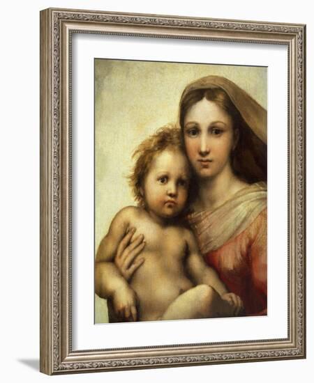 The Sistine Madonna, Madonna and Child with Pope Sixtus II and Saint Barbara, C. 1512, Detail-Raphael-Framed Giclee Print