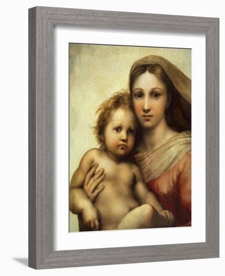 The Sistine Madonna, Madonna and Child with Pope Sixtus II and Saint Barbara, C. 1512, Detail-Raphael-Framed Giclee Print