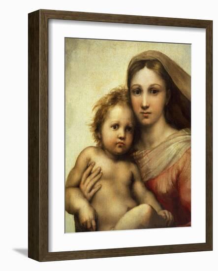 The Sistine Madonna, Madonna and Child with Pope Sixtus II and Saint Barbara, C. 1512, Detail-Raphael-Framed Giclee Print