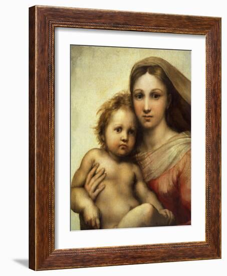 The Sistine Madonna, Madonna and Child with Pope Sixtus II and Saint Barbara, C. 1512, Detail-Raphael-Framed Giclee Print