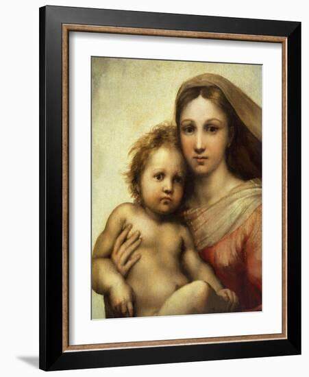 The Sistine Madonna, Madonna and Child with Pope Sixtus II and Saint Barbara, C. 1512, Detail-Raphael-Framed Giclee Print