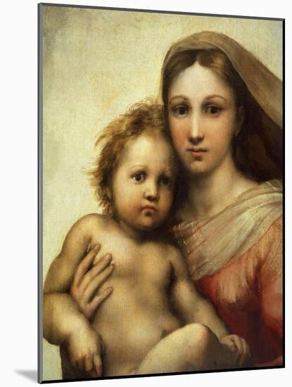 The Sistine Madonna, Madonna and Child with Pope Sixtus II and Saint Barbara, C. 1512, Detail-Raphael-Mounted Giclee Print