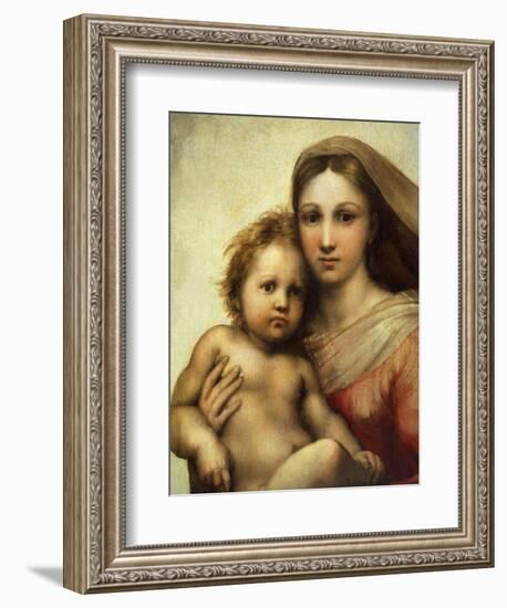 The Sistine Madonna, Madonna and Child with Pope Sixtus II and Saint Barbara, C. 1512, Detail-Raphael-Framed Giclee Print