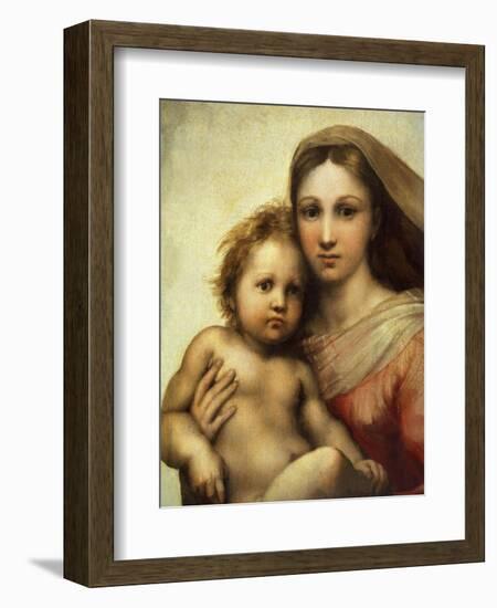 The Sistine Madonna, Madonna and Child with Pope Sixtus II and Saint Barbara, C. 1512, Detail-Raphael-Framed Giclee Print