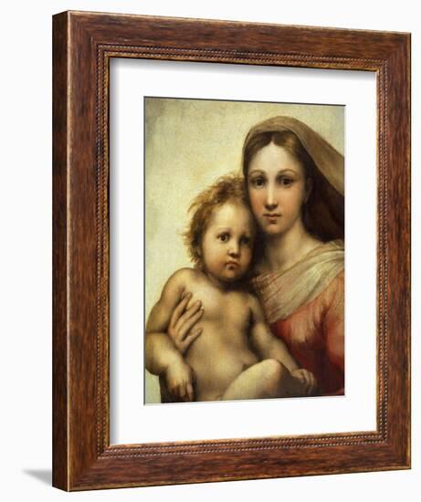 The Sistine Madonna, Madonna and Child with Pope Sixtus II and Saint Barbara, C. 1512, Detail-Raphael-Framed Giclee Print