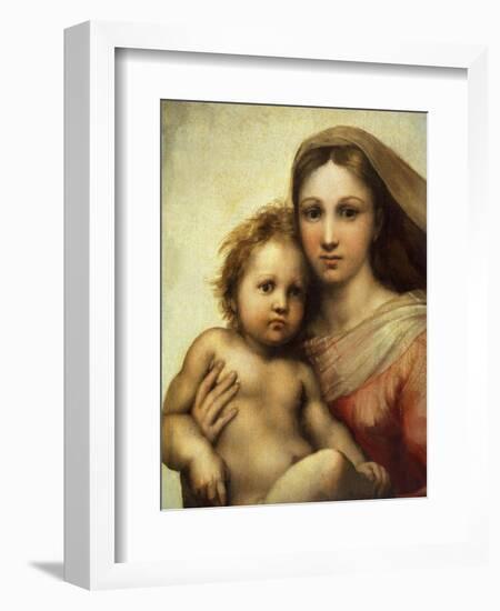 The Sistine Madonna, Madonna and Child with Pope Sixtus II and Saint Barbara, C. 1512, Detail-Raphael-Framed Giclee Print