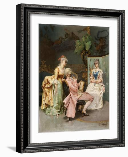The Sitting, 1887-Giulio Rosati-Framed Giclee Print
