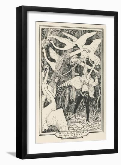 The Six Brothers are Changed into Swans by Their Stepmother-Henry Justice Ford-Framed Art Print