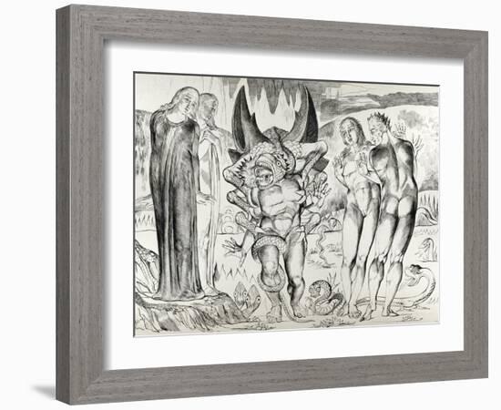 The Six Footed Serpent Attacking Agnolo Brunelleschi, Illustration from 'The Divine Comedy'…-William Blake-Framed Giclee Print