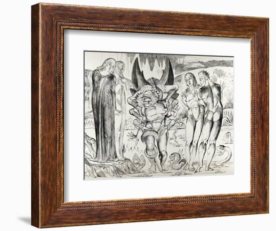 The Six Footed Serpent Attacking Agnolo Brunelleschi, Illustration from 'The Divine Comedy'…-William Blake-Framed Giclee Print