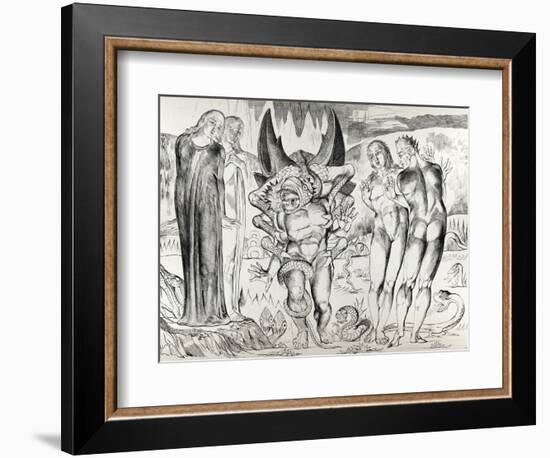 The Six Footed Serpent Attacking Agnolo Brunelleschi, Illustration from 'The Divine Comedy'…-William Blake-Framed Giclee Print