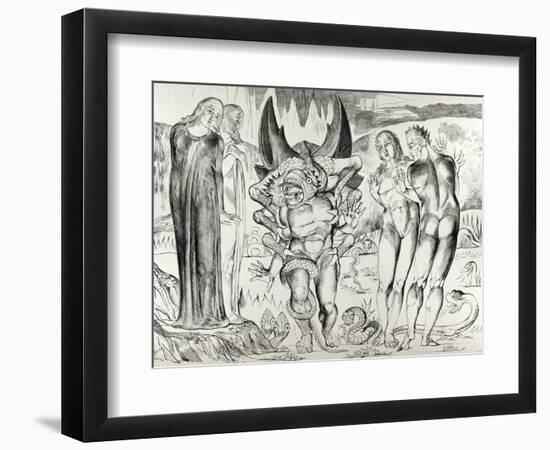 The Six Footed Serpent Attacking Agnolo Brunelleschi, Illustration from 'The Divine Comedy'…-William Blake-Framed Giclee Print