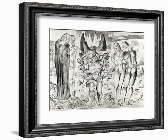 The Six Footed Serpent Attacking Agnolo Brunelleschi, Illustration from 'The Divine Comedy'…-William Blake-Framed Giclee Print