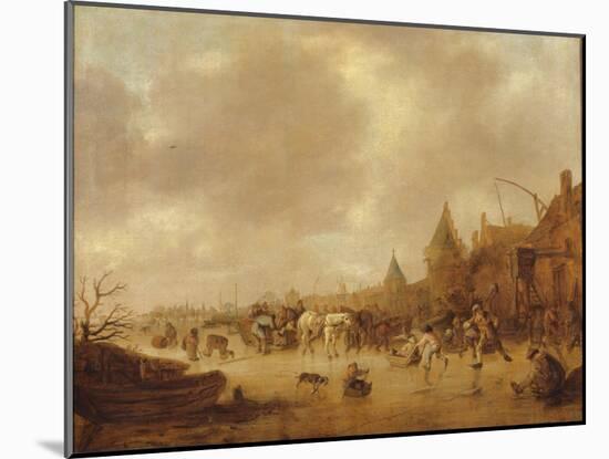 The Skaters, 1644 (Oil on Canvas)-Isack van Ostade-Mounted Giclee Print
