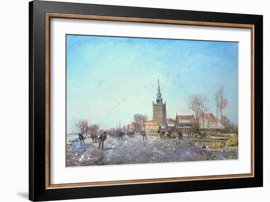 The Skaters at Overschie, 1867-Johan-Barthold Jongkind-Framed Giclee Print