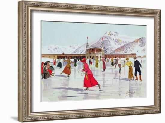 The Skating Rink in Davos, Switzerland-Carlo Pellegrini-Framed Giclee Print