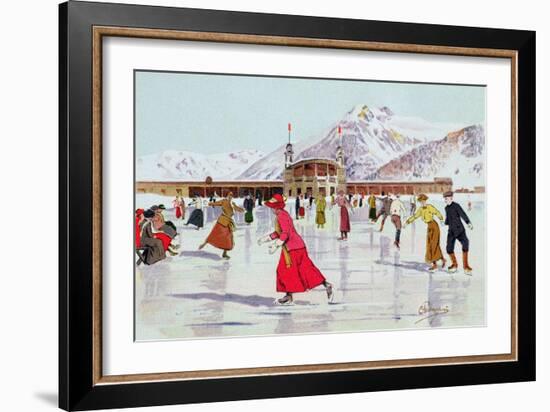 The Skating Rink in Davos, Switzerland-Carlo Pellegrini-Framed Giclee Print