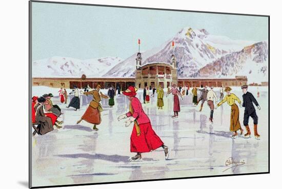 The Skating Rink in Davos, Switzerland-Carlo Pellegrini-Mounted Giclee Print