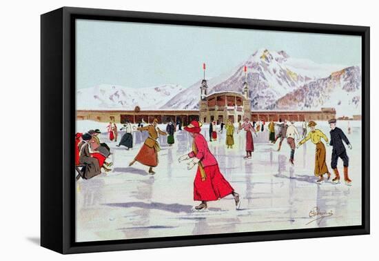 The Skating Rink in Davos, Switzerland-Carlo Pellegrini-Framed Premier Image Canvas