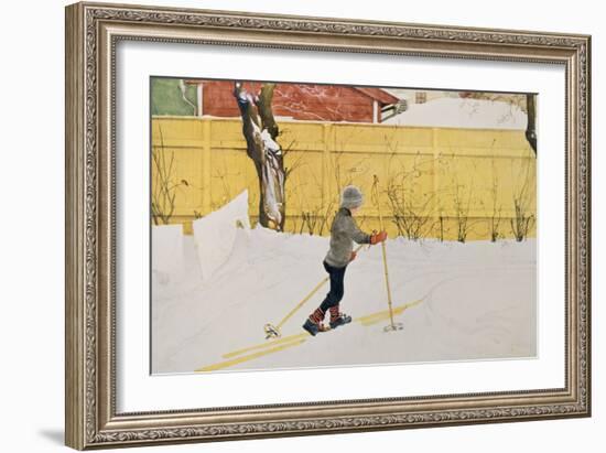 The Skier, circa 1909-Carl Larsson-Framed Giclee Print