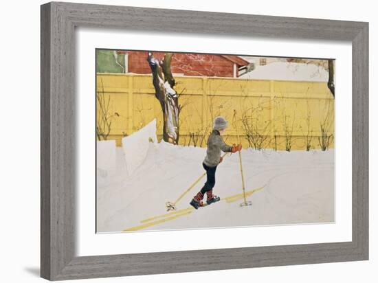 The Skier, circa 1909-Carl Larsson-Framed Giclee Print