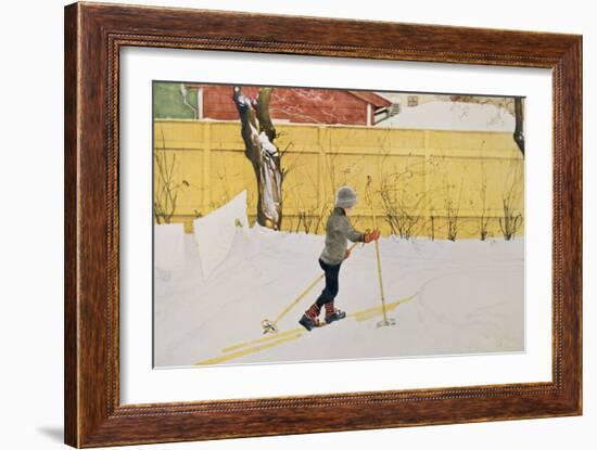 The Skier, circa 1909-Carl Larsson-Framed Giclee Print