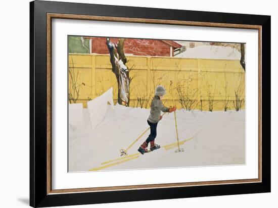 The Skier, circa 1909-Carl Larsson-Framed Giclee Print