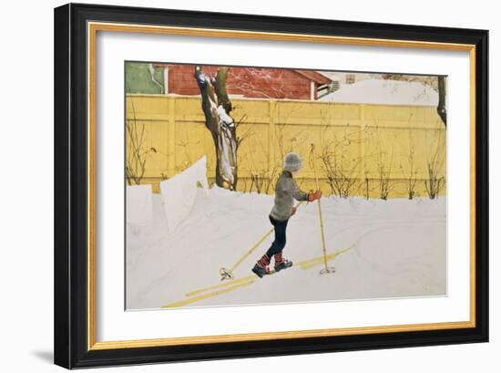 The Skier, circa 1909-Carl Larsson-Framed Giclee Print