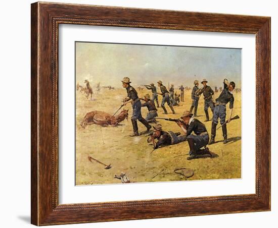 The Skirmish Line-Charles Shreyvogel-Framed Art Print