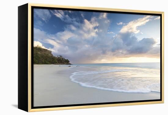 The Sky Turns Pink at Sunset and Reflected on Ffryes Beach, Antigua, Antigua and Barbuda-Roberto Moiola-Framed Premier Image Canvas