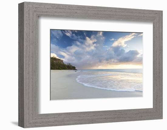 The Sky Turns Pink at Sunset and Reflected on Ffryes Beach, Antigua, Antigua and Barbuda-Roberto Moiola-Framed Photographic Print