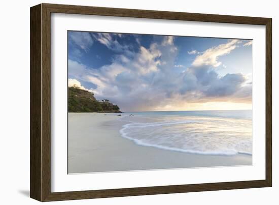 The Sky Turns Pink at Sunset and Reflected on Ffryes Beach, Antigua, Antigua and Barbuda-Roberto Moiola-Framed Photographic Print