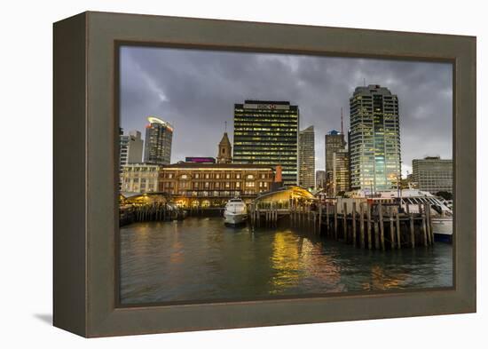The skyline of Auckland, North Island, New Zealand, Pacific-Michael Runkel-Framed Premier Image Canvas