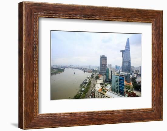 The skyline of Ho Chi Minh City (Saigon) showing the Bitexco tower and the Saigon River, Hoi Chi Mi-Alex Robinson-Framed Photographic Print