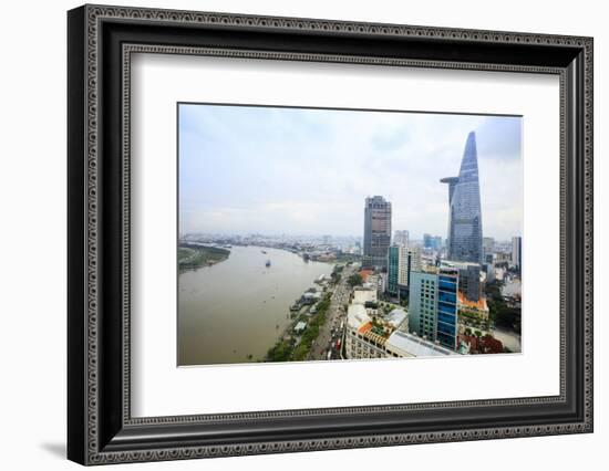 The skyline of Ho Chi Minh City (Saigon) showing the Bitexco tower and the Saigon River, Hoi Chi Mi-Alex Robinson-Framed Photographic Print
