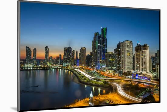 The skyline of Panama City at night, Panama City, Panama, Central America-Michael Runkel-Mounted Photographic Print