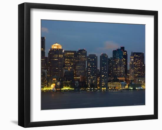 The Skyline of the Financial District Across Boston Harbor, Boston, Massachusetts, USA-Amanda Hall-Framed Photographic Print