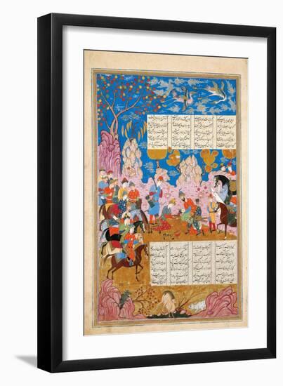 The Slaying of Siyawush (Manuscript Illumination from the Epic Shahname by Ferdows)-null-Framed Giclee Print