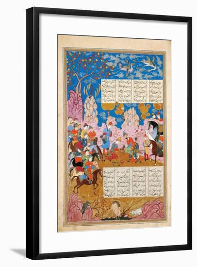 The Slaying of Siyawush (Manuscript Illumination from the Epic Shahname by Ferdows)-null-Framed Giclee Print